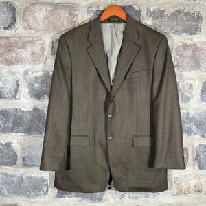 Lauren Ralph Lauren Men's Brown Plaid Wool‎ Sport Coat Blazer 43L Classic Office